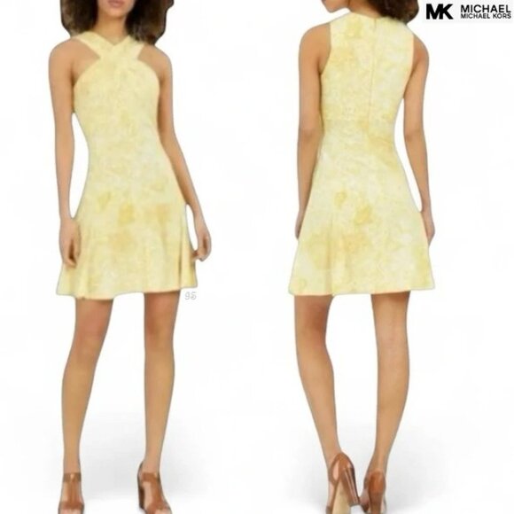 Michael Michael Kors Sleeveless Mini Dress XL – Yellow Floral Paisley, NWT - Picture 14 of 15
